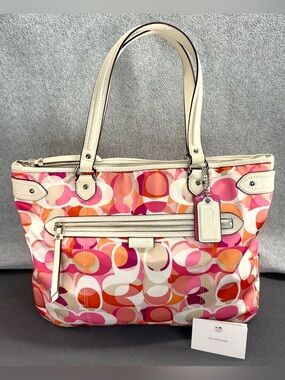 Coach Daisy Kaleidoscope Emma Tote Purse Pink Logo Tags C1381-F23939